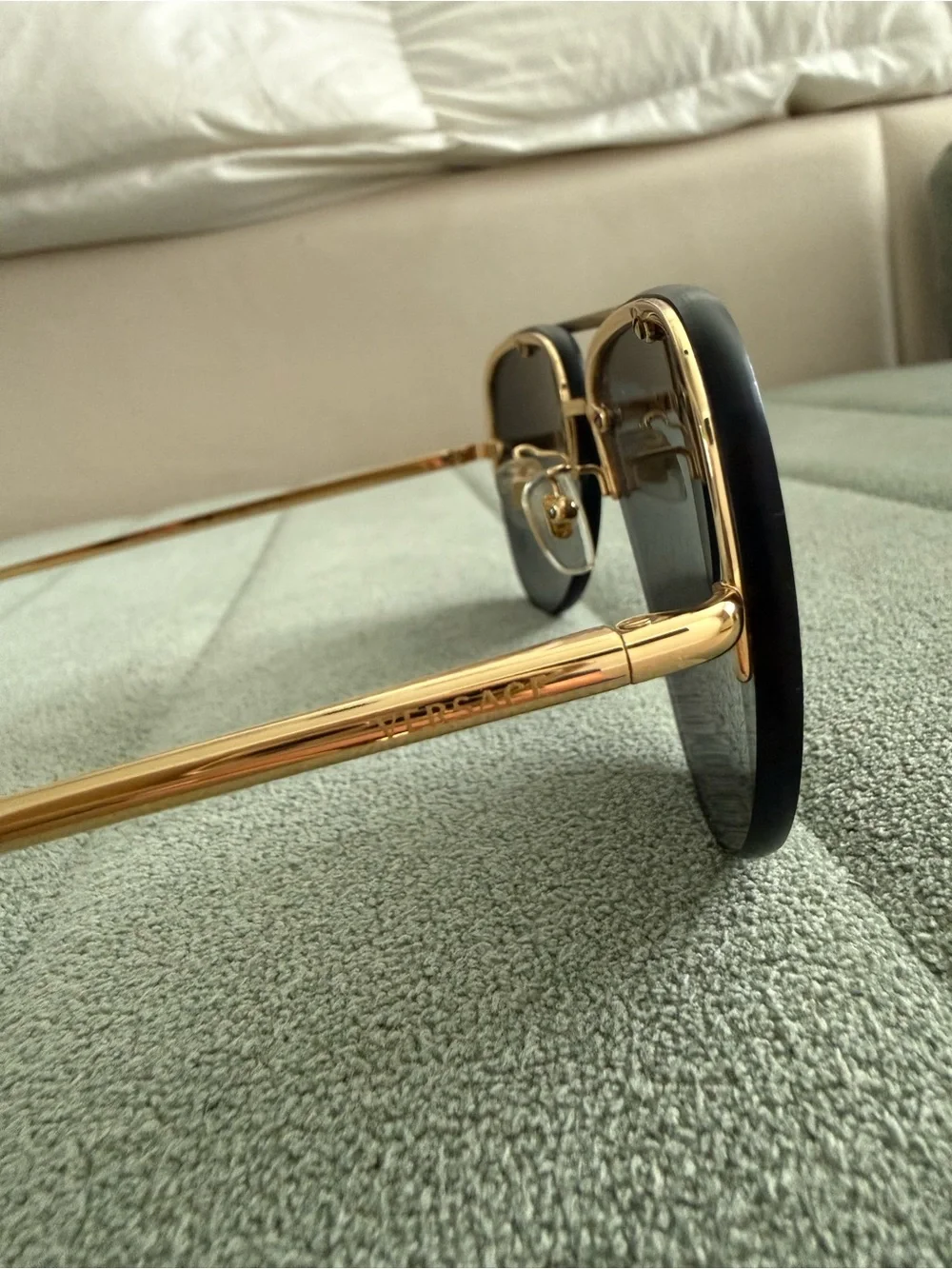 Versace Gold-Trim Black Lens Aviator Sunglasses - Women’s Accessories